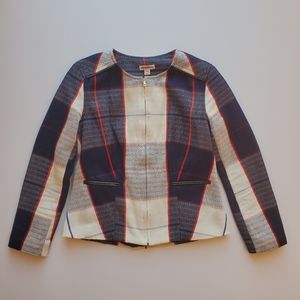 Merona Navy & Red Plaid Zipper Jacket
